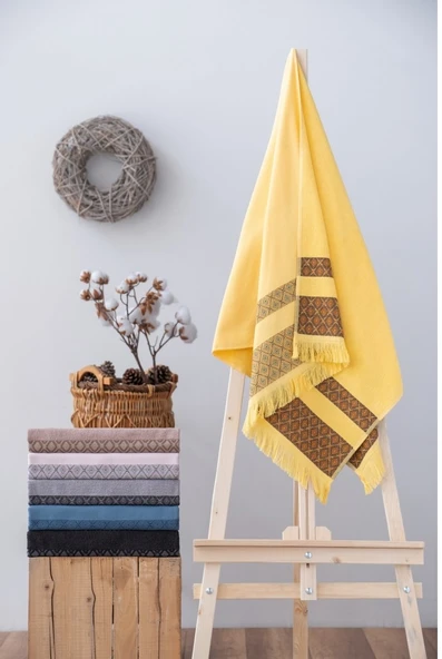 Cotton Box -Sarı- Twins Bukle Plaj Havlusu (75x150) ürün görseli 1