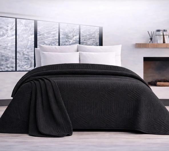 Özdilek Prestige Kalın Embos Çift Kişilik Battaniye (220x240)-Jet Black Yeni ürün görseli 1