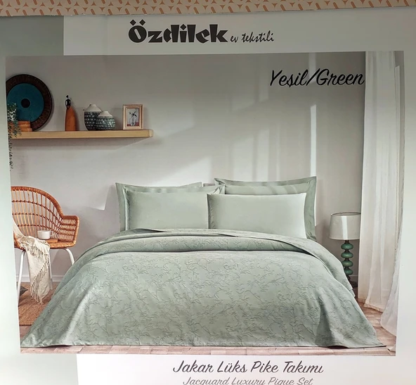Özdilek Rf -Yeşil- Jakar Lux (Z) Tek Kişilik Pike Takımı (2 Yastık Kılıflı) ürün görseli 1