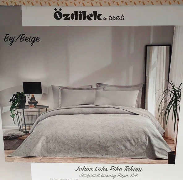 Özdilek Rf -Bej- Jakar Lux (Z) Tek Kişilik Pike Takımı (2 Yastık Kılıflı) ürün görseli 1