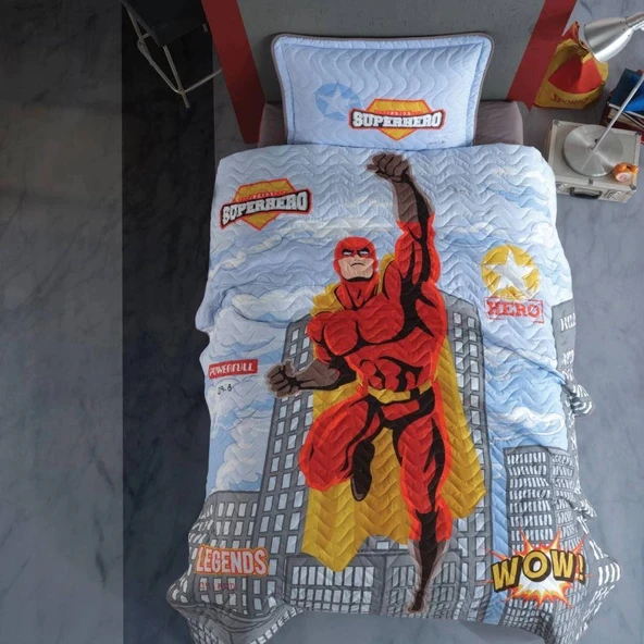 Clasy Ranforce Yatak Örtüsü Tek Kişilik Süperhero V1 ürün görseli 1