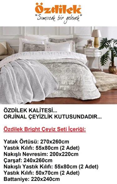 Özdilek Premium 10 Parça Çift Kişilik Çeyiz Seti-Bright Krem ürün görseli 1