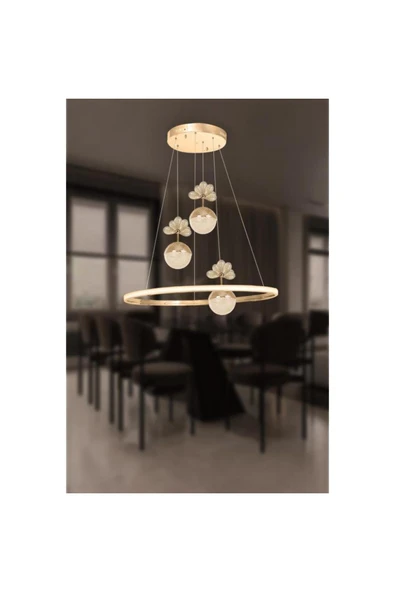 ILGAZ AYDINLATMA 3+1 ÇEMBER ŞEKER TOPLU ROSE GOLD LED MODERN SARKIT AVİZE ürün görseli 1