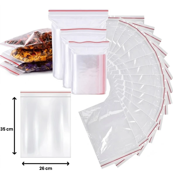 ŞeyliŞeyler - Kilitli Poşet Torba 26x35 cm (1 Paket - 200 Adet) - Şeffaf Kilitli Ambalaj Torbası ürün görseli 1