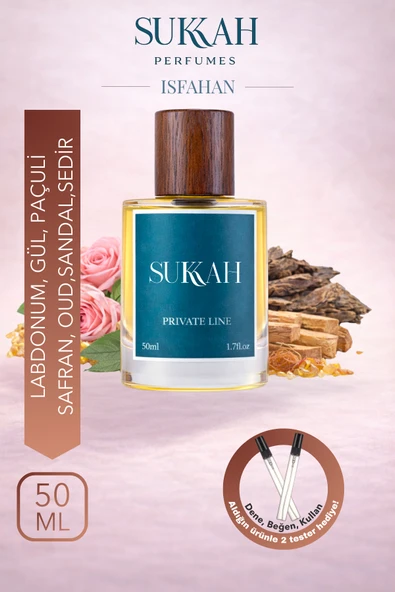 SUKKAH Isfahan Unisex Parfüm EDP 50 ml – Çiçeksi, Labdanum, Gül, Safran, Oud, Sandal ve Sedir Ağacı ürün görseli 1