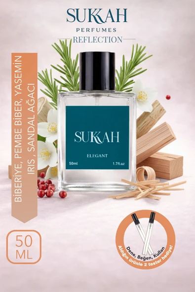 SUKKAH Reflection Erkek Parfümü EDP 50ml – Biberiye, Pembe Biber, Yasemin, İris Kökü, Sandal ve Sedir Ağacı ürün görseli 1