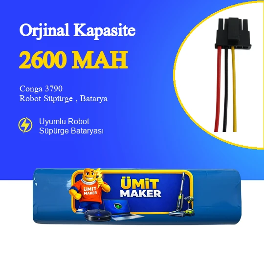 Conga 3790 Robot Süpürge 2600 mAh 14.4 V, Batarya – Orjinal Uyumlu Uzun Ömürlü, Yüksek Performans Pil ürün görseli 1
