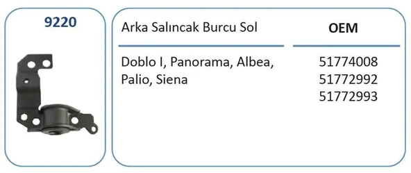 SALINCAK BURCU ARKA SOL DOBLO PALIO SIENA ALBEA ürün görseli 1