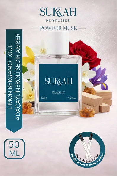 SUKKAH Powder Musk Unisex EDP 50 ml – Yasemin, Ylang Ylang, Gül, İris, Misk, Vanilya ve Pudra ürün görseli 1