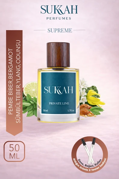 SUKKAH Supreme Kadın Parfüm EDP 50 ml – Pembe Biber, Bergamot, Sümbülteber, Ylang-Ylang Amber Orman Paçuli ürün görseli 1