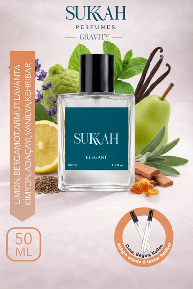SUKKAH Gravity Erkek Parfüm EDP 50 ml – Limon, Bergamot, Nane, Lavanta, Armut, Kimyon, Tarçın, Vanily ürün görseli 1