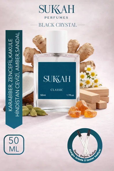SUKKAH Black Crystal Kadın Parfüm EDP – Karabiber, Zencefil, Kakule, Hindistan Cevizi, Çiçekler, Misk 50ml ürün görseli 1