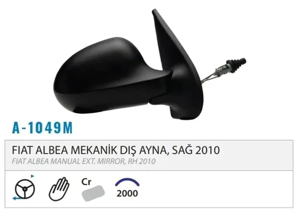 DIŞ DİKİZ AYNASI SAĞ MEKANİK ALBEA 10> M001.1049 ürün görseli 1