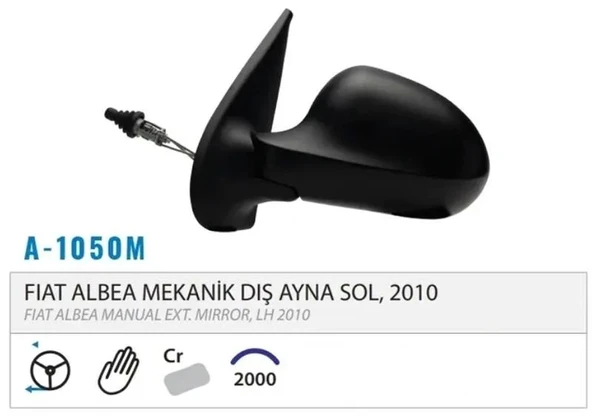 DIŞ DİKİZ AYNASI MEKANİK SOL ALBEA 10> M001.1050 ürün görseli 1