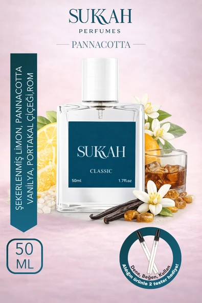 SUKKAH Panacotta Kadın Parfüm EDP 50 ml – Şekerlenmiş Limon, Panna Cotta, Portakal Çiçeği, Rom ve Vanilya ürün görseli 1