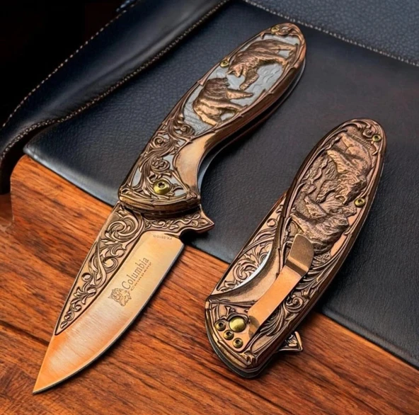 Knivox Columbia Company 2510-B Rose Ayı Motifli Kamp Çakısı ürün görseli 1
