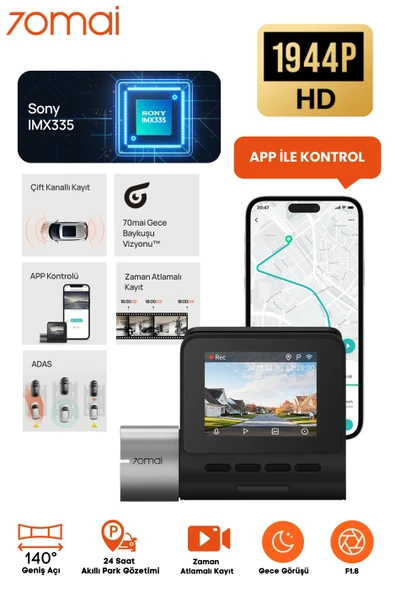 70mai A500S Pro Plus Dahili GPS Araç Kamerası ürün görseli 1