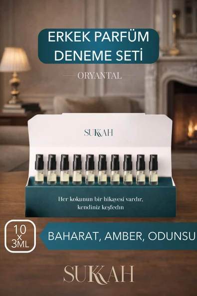SUKKAH Erkek Oryantal Koleksiyon | EDP Mini Kalıcı Yoğun Koku Kış Sonbahar Parfüm Seti 10x3 ML ürün görseli 1