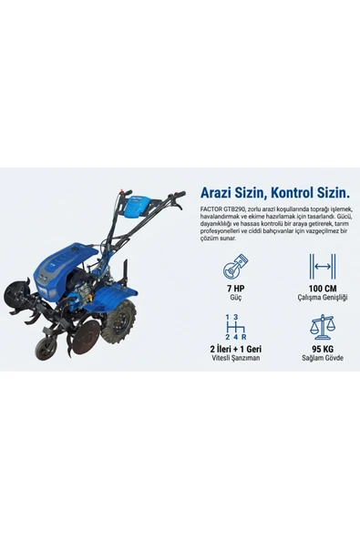 Factor GTB290 Benzinli Çapa Makinası Güçlü Bahçe Çapalama Makinesi ürün görseli 1