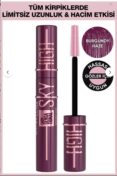 Maybelline New York Lash Sensational Sky High Burgundy Haze Maskara ürün görseli 1