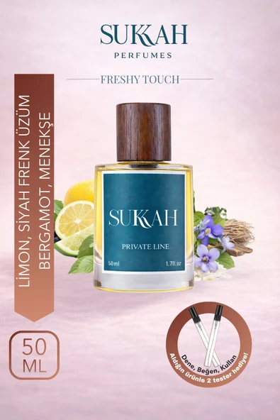 SUKKAH Freshy Touch Unisex Parfüm EDP 50ML - Limon Siyah Frenk Üzüm Bergamot Portakal Çiçeği Menekşe, Misk ürün görseli 1