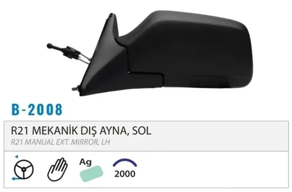 DIŞ DİKİZ AYNASI MEKANİK SOL R21 86-94 M002.2008 ürün görseli 1