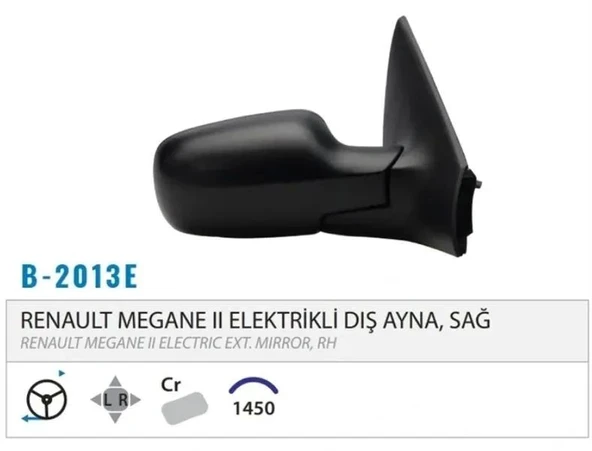 DIŞ DİKİZ AYNASI ELEKTRİKLİ ISITMALI SAĞ MEGANE II 03-08 M002.2013 ürün görseli 1