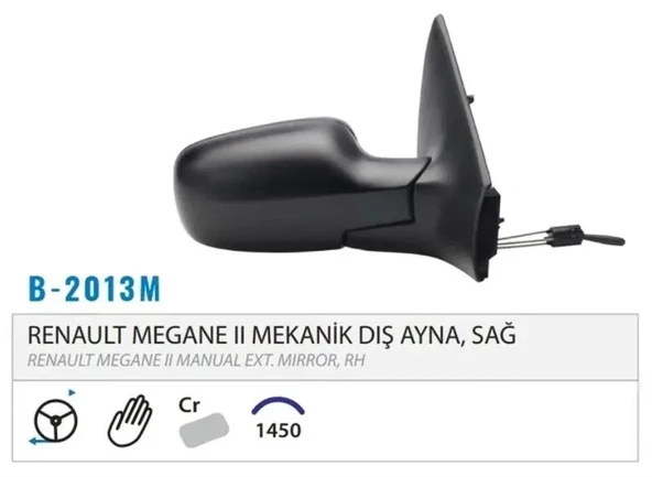 DIŞ DİKİZ AYNASI SAĞ MEKANİK MEGANE II 03> M002.2015 ürün görseli 1