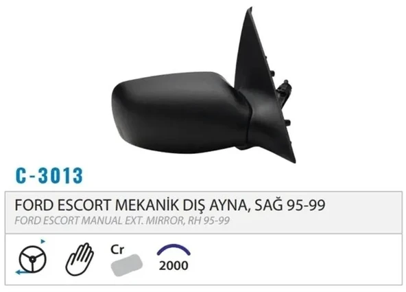 DIŞ DİKİZ AYNASI MEKANİK SAĞ ESCORT 95-01 M003.301 3 ürün görseli 1