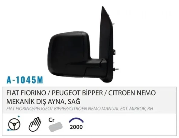 DIŞ DİKİZ AYNASI MEKANİK SENSÖRLÜ SAĞ FIORINO NEMO BIPPER 07> M001.1045 ürün görseli 1