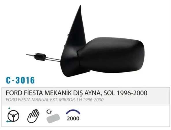 DIŞ DİKİZ AYNASI MEKANİK SOL FİESTA 98-01 M003.301 6 ürün görseli 1