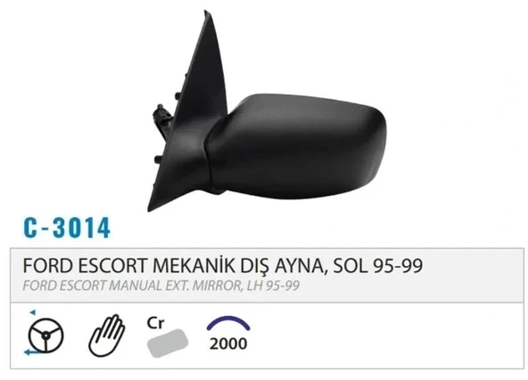 DIŞ DİKİZ AYNASI MEKANİK SOL ESCORT 95-01 M003.301 4 ürün görseli 1