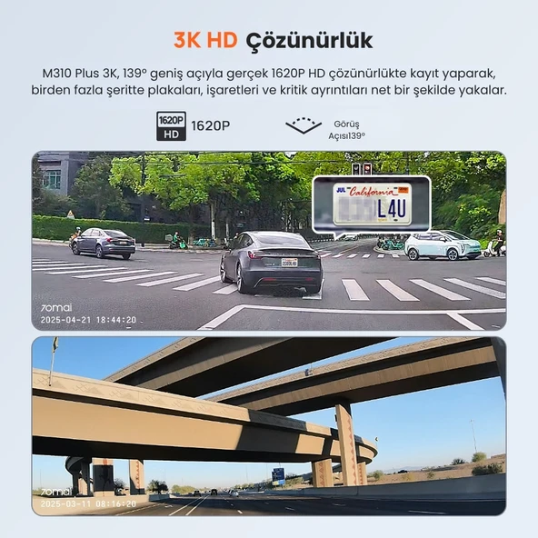 70mai M310 Plus 3K Ön Araç Kamerası - Resim 7