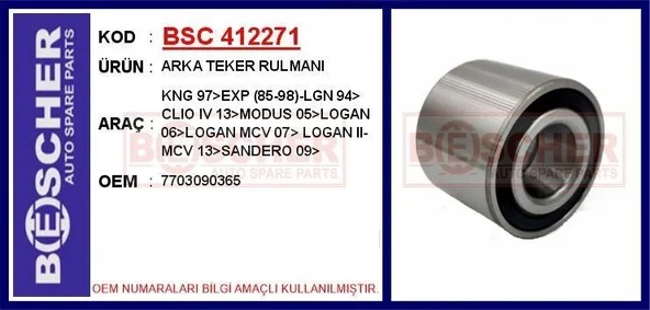 ARKA TEKER RULMANI KNG 97>EXP (85-98)-LGN 94>CLIO IV 13>MODUS 05>LOGAN 06>LOGAN MCV 07> LOGAN II-MCV 13>SANDERO 09> ürün görseli 1