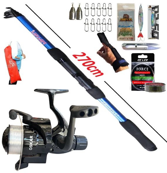 Oslo Tele Spin Olta Takımı Seti Piranha Travel 270cm 50-150gr Oskar CB640 ürün görseli 1