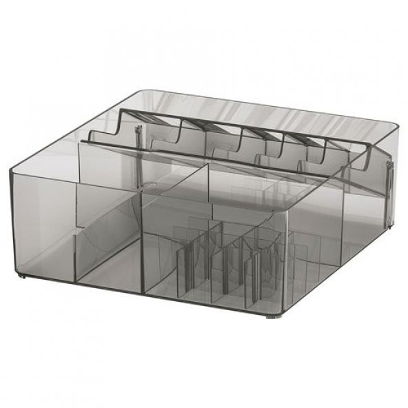 Çekmece İçi Makyaj Düzenleyici 32x28x10 cm IKEA Makyaj Organizeri Füme Renk Bölmeli Kutu ürün görseli 1