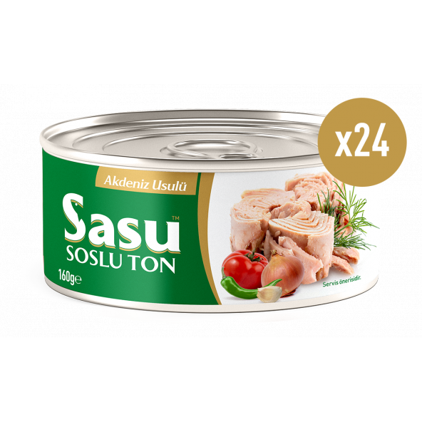 Sasu Akdeniz Usulü Ton Balığı 1 Koli 24x160 gr Bütün Dilim ürün görseli 1