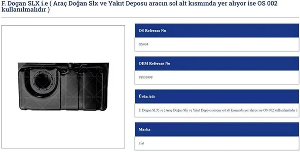 BENZİN DEPOSU EKOLOJİK FİAT M131 DKS SLX İE ürün görseli 1