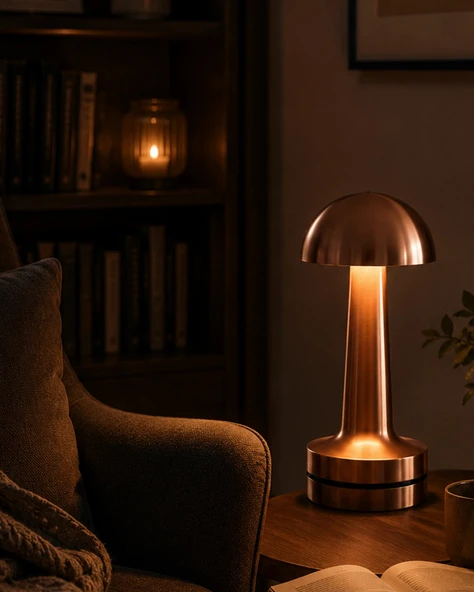 Dokunmatik Mantar Gece Lambası Bronz LED Masa Aydınlatması ürün görseli 1