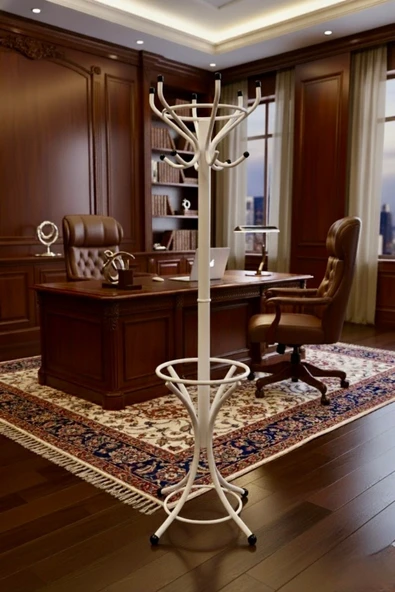 HOMEBELLA Premium Beyaz Metal Portmanto Askılık Hol Antre Büro Ofis Rack Hanger Fabrikadan 100kg Taşıma ürün görseli 1