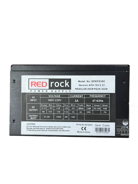 REDROCK 250 WATT POWER SUPPLY 8 CM FANLI GÜÇ KAYNAĞI (2 EL YENİLENMİŞ ÜRÜN) ürün görseli 1