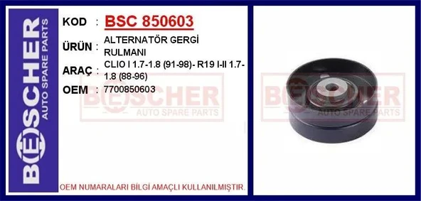 ALTERNATÖR GERGİ RULMANI CLIO I 1.7-1.8 (91-98)- R19 I-II 1.7-1.8 (88-96) ürün görseli 1