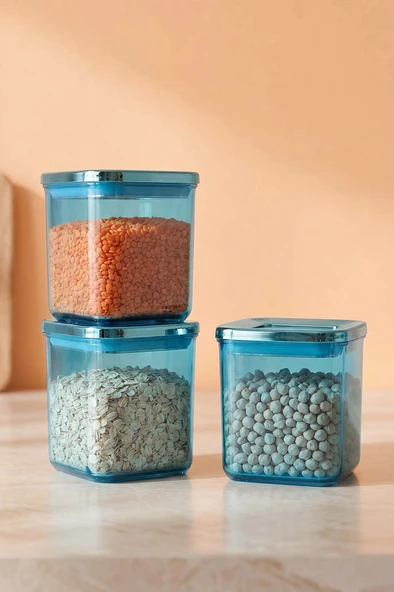 Mavi Vakumlu Hava Geçirmez 3’lü Saklama Kabı - 700 ml ürün görseli 1