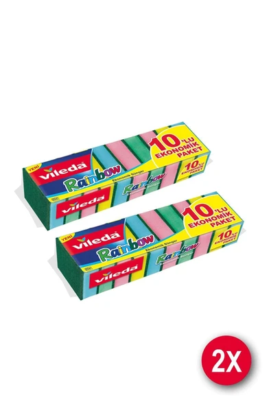 Vileda Rainbow Colors Renkli Temizlik Süngeri 10'lu x 2 Paket ürün görseli 1