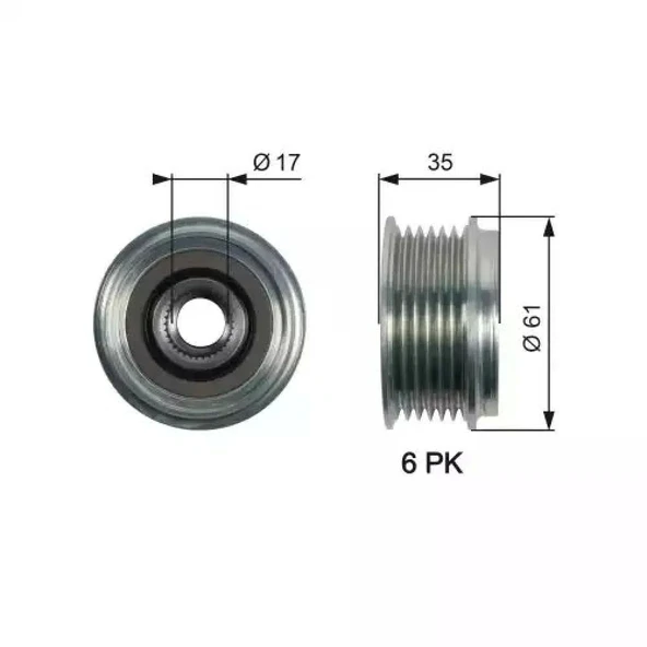 ALTERNATÖR KASNAĞI AMAROK/TOUAREG/CRAFTER/A4/A5/A6/Q5/Q7 DDXA/DDXB/BKS/CATA/DAUA/DAVA/CLAB 2,0 TDI/2,7 TDI/3,0 TDI 13> ürün görseli 1