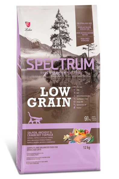 Spectrum Düşük Tahıllı Somon Hamsi ve Yaban Mersinli Kısırlaştırılmış Kedi Maması 12kg ürün görseli 1