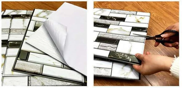 3D Mermer Görünümlü Kendinden Yapışkanlı Duvar Sticker ürün görseli 1