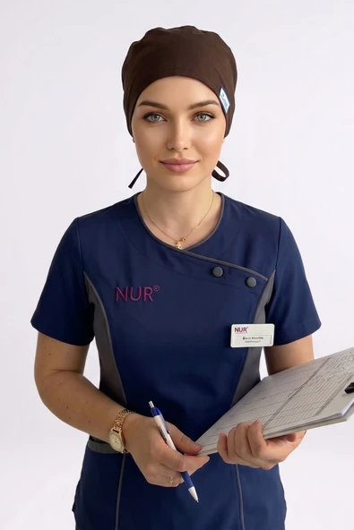 Unisex Düz Koyu Kahverengi Cerrahi Bone Doktor Hemşire Ameliyat Saç Bonesi ürün görseli 1