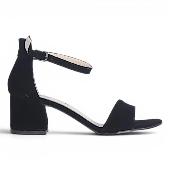 Byn Ayışığı By38 Süet Siyah Kadın 7 Cm Topuklu Sandalet ürün görseli 1