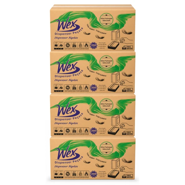 Wex Dispenser Peçete 4 Koli Toplam 72 Paket, 250 Yaprak, 2 Katlı, %100 Selüloz ürün görseli 1